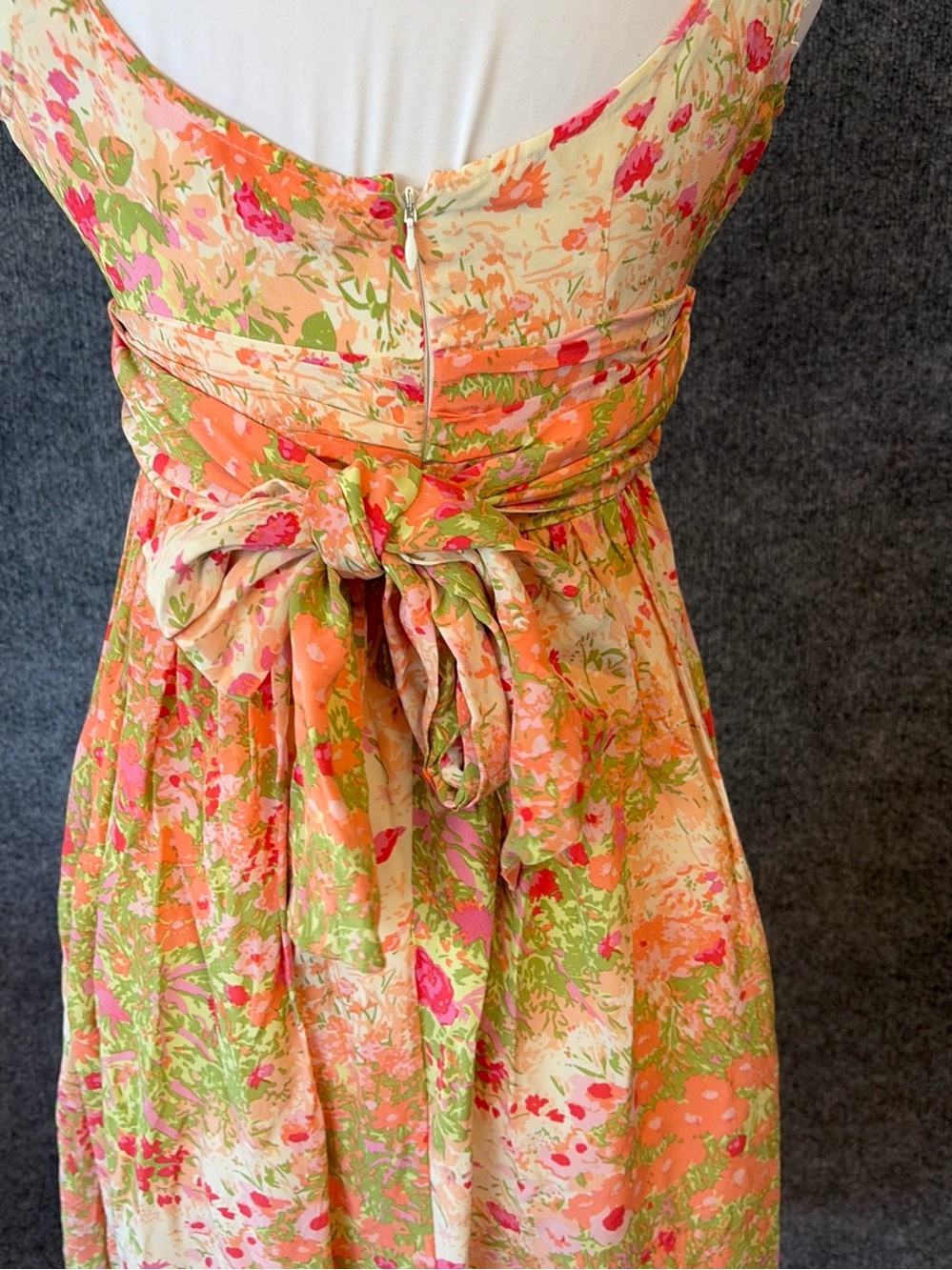 Plenty by Tracy Reese Peach, Pink & Green Floral Wrap Midi Dress - Picture 7 of 14